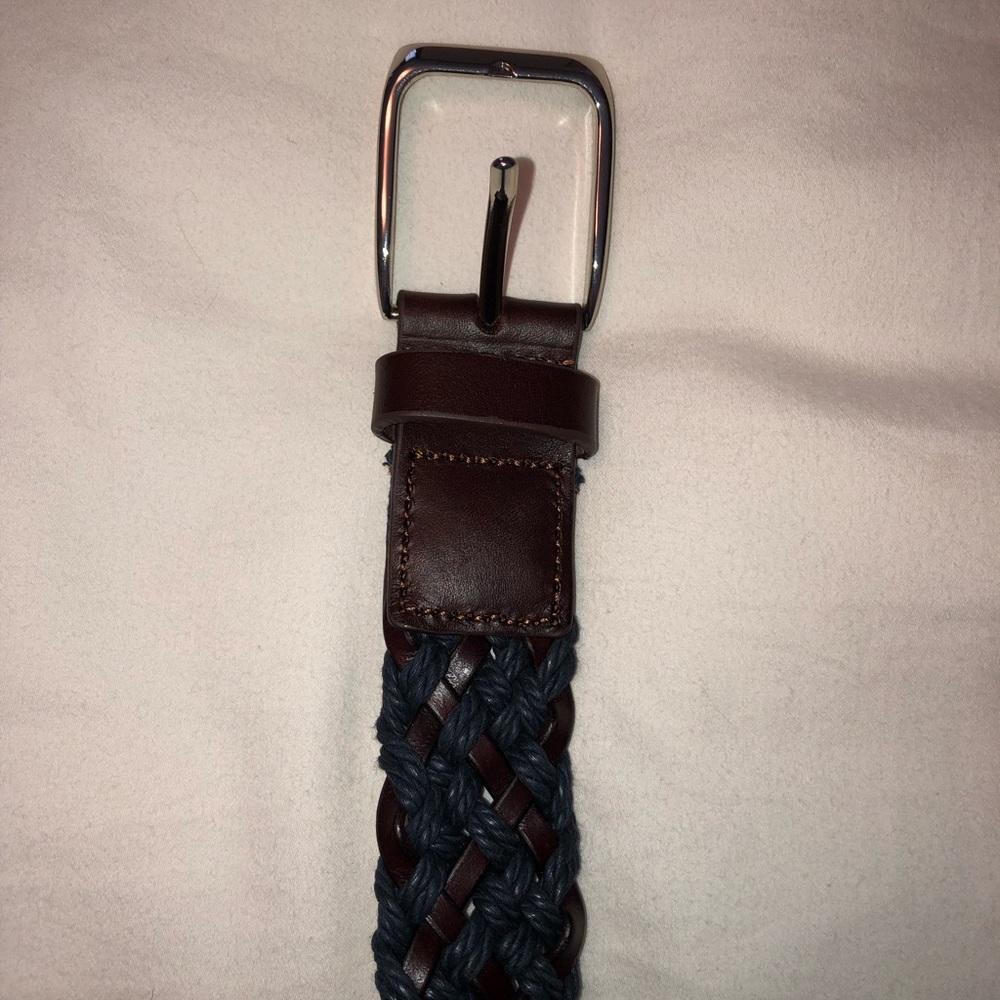 Navy blue and leather belt - Picture 3 of 3